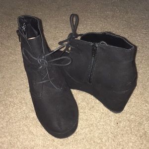 Black wedge booties